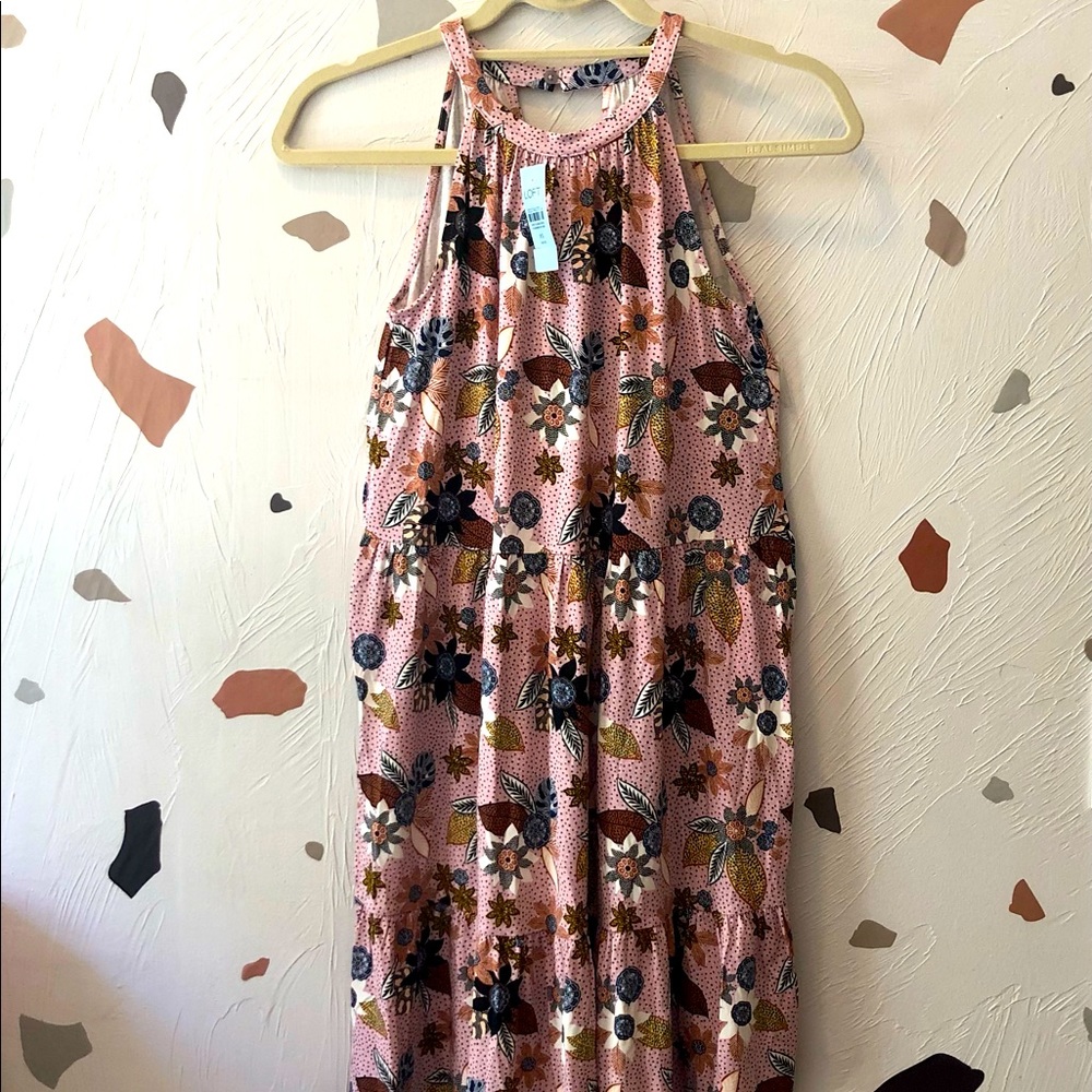 NWT Loft Women’s Floral Halter Cutout Ruffle Dress Pink size XS Petite